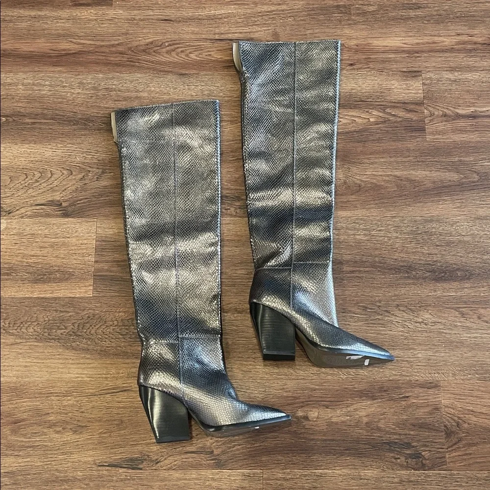 New All Saints Reina Snake Knee High Boots